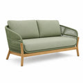 Dwuosobowa sofa z drewna teak i zielonego sznura