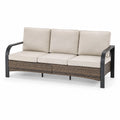 Sofa ogrodowa z aluminium i technorattanu, beżowa, 3-osobowa