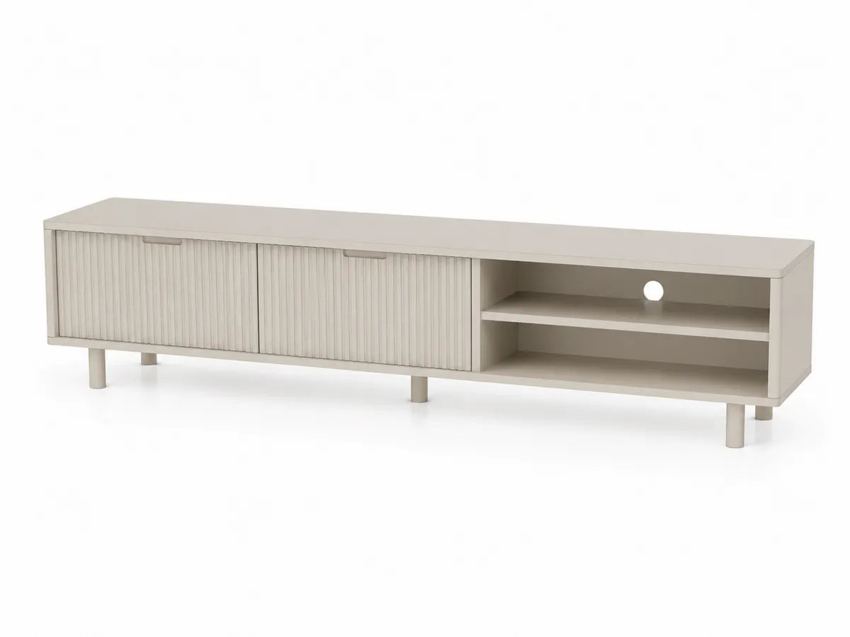 Szafka RTV beżowa z MDF i lakierem 180x45x40 cm