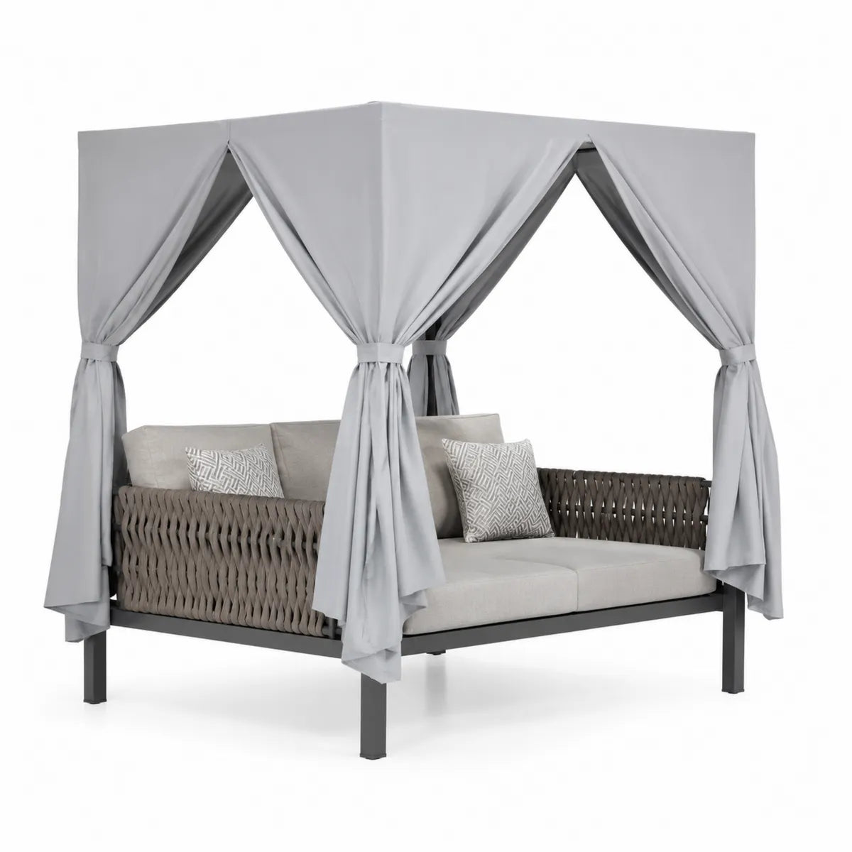 Sofa ogrodowa z zadaszeniem, aluminium, poliester, szary
