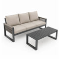 Zestaw mebli ogrodowych aluminiowych, szary i beżowy, sofa 3-osobowa i stolik