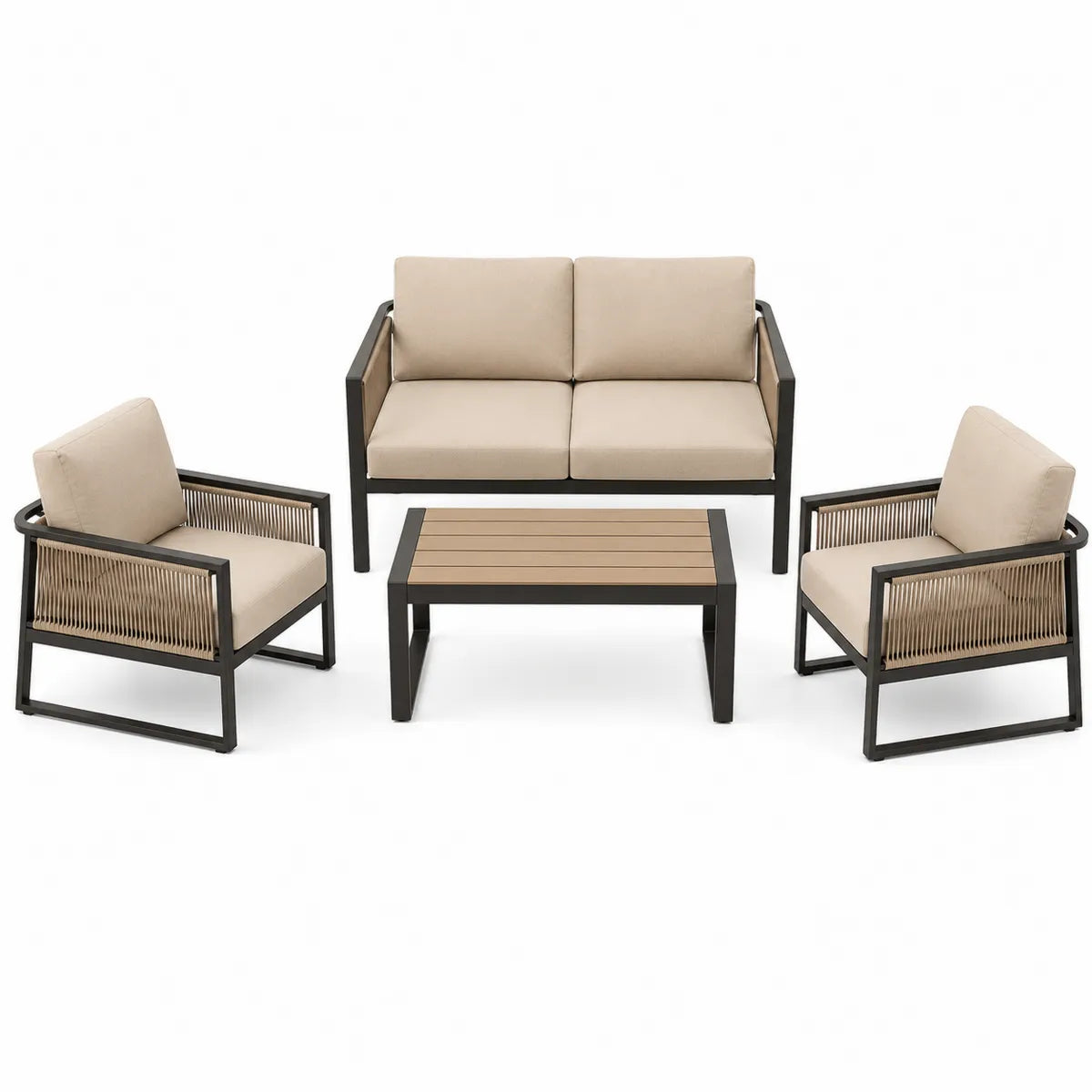 Zestaw mebli ogrodowych 4-częściowy aluminiowy beżowy