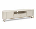 Szafka RTV owalna MDF stalowa beżowa 160x40x50 cm